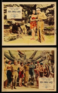 7s183 HER JUNGLE LOVE 4 color English FOH LCs R1950s great images of sexy Dorothy Lamour in sarong!