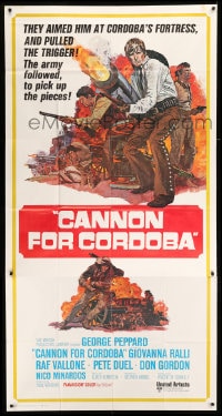 7t665 CANNON FOR CORDOBA int'l 3sh 1970 cool art of George Peppard with huge gun in battle!