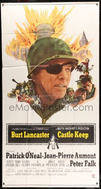 7t667 CASTLE KEEP int'l 3sh 1969 art of World War II soldier Burt Lancaster wearing eyepatch!
