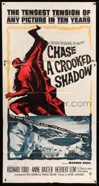 7t673 CHASE A CROOKED SHADOW 3sh 1958 Anne Baxter, Richard Todd, you have 87 minutes to unbaffle it