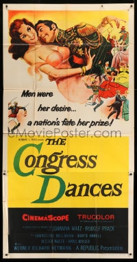 7t678 CONGRESS DANCES 3sh 1956 Franz Antel's Der Kongress tanzt, Johanna Matz, sexy artwork!