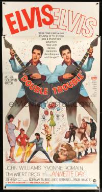 7t699 DOUBLE TROUBLE 3sh 1967 cool mirror image of rockin' Elvis Presley playing guitar!