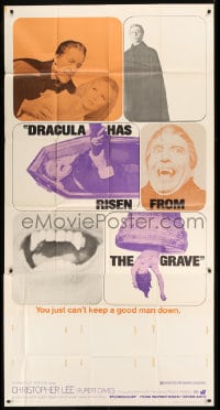 7t701 DRACULA HAS RISEN FROM THE GRAVE 3sh 1969 Hammer, Christopher Lee, great vampire montage!