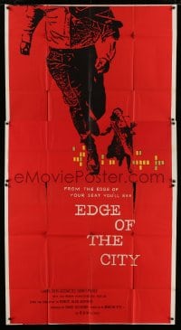 7t704 EDGE OF THE CITY 3sh 1957 great different Saul Bass art of man running off of the poster!
