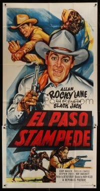 7t705 EL PASO STAMPEDE 3sh 1953 cool art of cowboy Allan Rocky Lane & his stallion Black Jack!