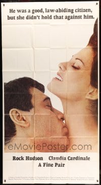 7t713 FINE PAIR int'l 3sh 1969 romantic super close up of Rock Hudson & sexy Claudia Cardinale!