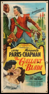 7t726 GALLANT BLADE 3sh 1948 swordsman & lover Larry Parks & Marguerite Chapman in medieval France!