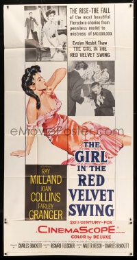 7t731 GIRL IN THE RED VELVET SWING 3sh 1955 art of half-dressed Joan Collins as Evelyn Nesbitt Thaw