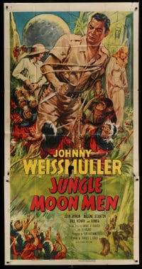 7t776 JUNGLE MOON MEN 3sh 1955 Johnny Weissmuller as himself with Jean Byron & Kimba the chimp!