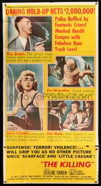 7t781 KILLING 3sh 1956 Stanley Kubrick, Sterling Hayden, classic film noir crime caper!