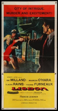 7t801 LISBON 3sh 1956 Ray Milland & Maureen O'Hara in the Portugal city of intrigue & murder!