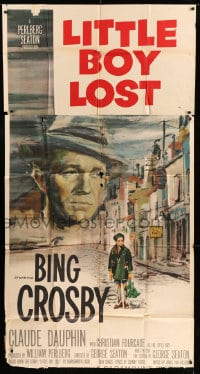 7t802 LITTLE BOY LOST 3sh 1953 Ercole Brini art of Bing Crosby looming over WWII orphan on street!