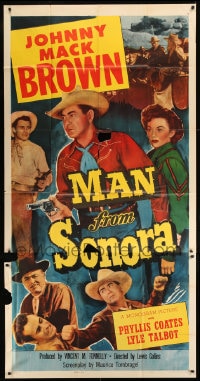 7t821 MAN FROM SONORA 3sh 1951 great image of cowboy Johnny Mack Brown + pretty Phyllis Coates!