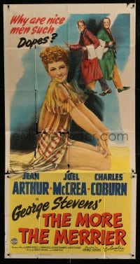 7t844 MORE THE MERRIER 3sh 1943 art of sexy Jean Arthur + nice dopes Joel McCrea & Coburn, rare!