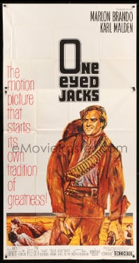 7t857 ONE EYED JACKS 3sh 1961 art of star & director Marlon Brando with gun & bandolier!