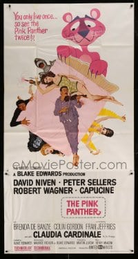 7t864 PINK PANTHER 3sh 1964 Robert McGinnis art of Peter Sellers, Niven, Capucine & Cardinale!