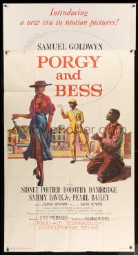 7t867 PORGY & BESS 3sh 1959 Preminger, art of Sidney Poitier, Dorothy Dandridge & Sammy Davis Jr.!