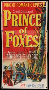 7t871 PRINCE OF FOXES 3sh 1949 Orson Welles, Tyrone Power w/sword protects pretty Wanda Hendrix!