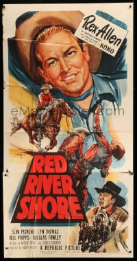 7t883 RED RIVER SHORE 3sh 1953 cool full-length artwork of cowboy Rex Allen & his horse Koko!