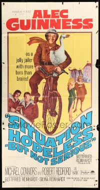 7t919 SITUATION HOPELESS-BUT NOT SERIOUS 3sh 1965 wacky art of Alec Guinness on bike with goose!