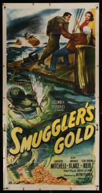 7t924 SMUGGLER'S GOLD 3sh 1951 Cameron Mitchell, Amanda Blake, cool deep sea diver artwork!