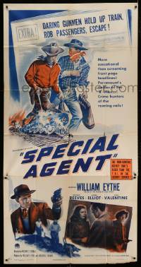 7t928 SPECIAL AGENT 3sh 1949 detective William Eythe must stop train robber George Reeves!