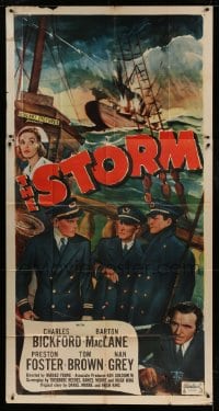 7t932 STORM 3sh R1948 Charles Bickford, Barton MacLane & Preston Foster at sea in foul weather!