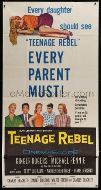 7t949 TEENAGE REBEL 3sh 1956 Michael Rennie sends daughter to mom Ginger Rogers so he can have fun!