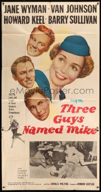 7t960 THREE GUYS NAMED MIKE 3sh 1951 airline hostess Jane Wyman, Barry Sullivan, Van Johnson, Keel