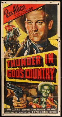 7t961 THUNDER IN GOD'S COUNTRY 3sh 1951 art of Arizona cowboy Rex Allen & Koko the Wonder Horse!