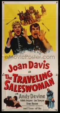 7t968 TRAVELING SALESWOMAN 3sh R1955 great images of Joan Davis, Andy Devine & Adele Jergens!