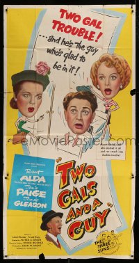 7t971 TWO GALS & A GUY 3sh 1951 wacky art of Robert Alda, Janis Paige, James Gleason!