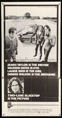 7t973 TWO-LANE BLACKTOP 3sh 1971 it is the movie & rock star James Taylor is the driver, rare!