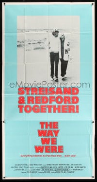 7t981 WAY WE WERE 3sh 1973 Barbra Streisand & Robert Redford walk on the beach, Sydney Pollack!