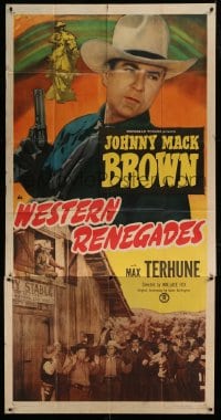 7t984 WESTERN RENEGADES 3sh 1949 great image of cowboy Johnny Mack Brown close up with gun!