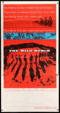 7t989 WILD BUNCH int'l 3sh 1969 Sam Peckinpah cowboy classic, great different artwork!