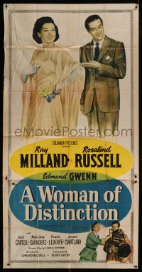 7t994 WOMAN OF DISTINCTION 3sh 1950 art of Rosalind Russell & college professor Ray Milland!