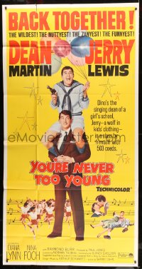 7t998 YOU'RE NEVER TOO YOUNG 3sh R1964 great image of Dean Martin & wacky Jerry Lewis!
