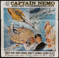 7t025 CAPTAIN NEMO & THE UNDERWATER CITY 6sh 1970 artwork of cast, scuba divers & cool ship!
