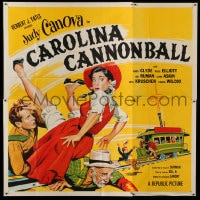 7t026 CAROLINA CANNONBALL 6sh 1955 wacky art of Judy Canova on train tracks, sci-fi comedy!