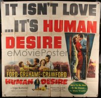 7t060 HUMAN DESIRE 6sh 1954 bad girl Gloria Grahame, Glenn Ford, cool different train artwork!