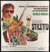 7t092 STILETTO int'l 6sh 1969 Harold Robbins, cool artwork of sexy Barbara McNair on roulette table!
