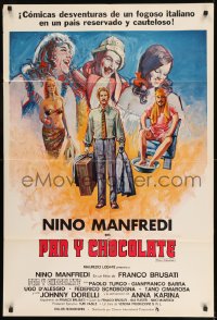 7t278 BREAD & CHOCOLATE Argentinean 1978 Pane e Cioccolata, Nino Manfredi, great different art!