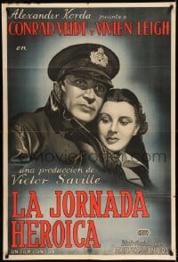 7t290 DARK JOURNEY Argentinean 1937 cool art of Vivien Leigh & Conrad Veidt in WWI uniform!