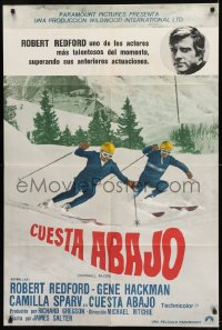 7t297 DOWNHILL RACER Argentinean 1969 Robert Redford, cool different skiing image!