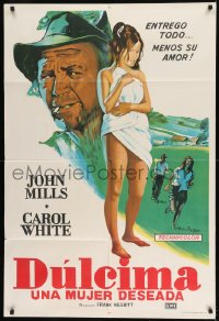 7t298 DULCIMA Argentinean 1972 art of John Mills & sexy naked Carol White with only a towel!