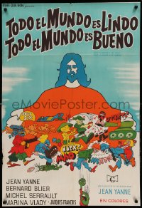 7t301 EVERYBODY HE IS NICE EVERYBODY HE IS BEAUTIFUL Argentinean 1972 Tomm cartoon art of Jesus!