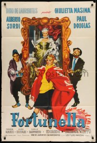 7t306 FORTUNELLA Argentinean 1957 art of Giulietta Masina & cast, Fellini, fantasy comedy!