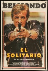7t342 LONER Argentinean 1988 Jacques Deray's Le solitaire, c/u of Jean-Paul Belmondo with gun!