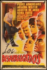 7t343 LOS DESARRAIGADOS Argentinean 1960 great art of Pedro Armendariz & top cast, The Uprooted!